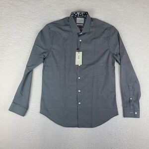 C Lab NYC Shirt Mens 15.5 - 35 Black Gray New Extreme Slim Fit 4 Way Stretch NEW